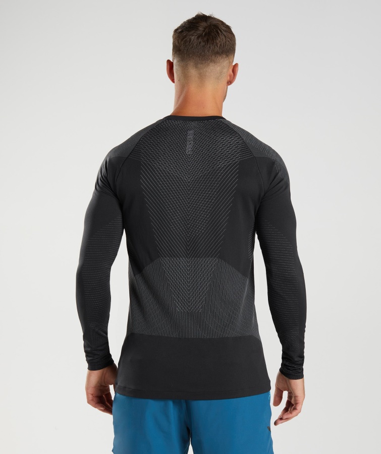Gymshark Sort-silhouette Grå Apex Sømløs Langærmet T-shirt