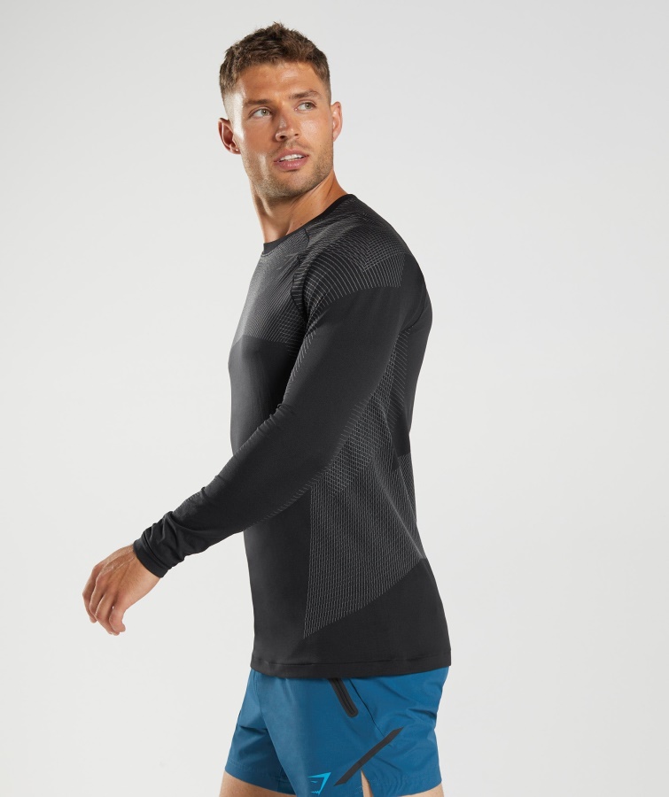 Gymshark Sort-silhouette Grå Apex Sømløs Langærmet T-shirt