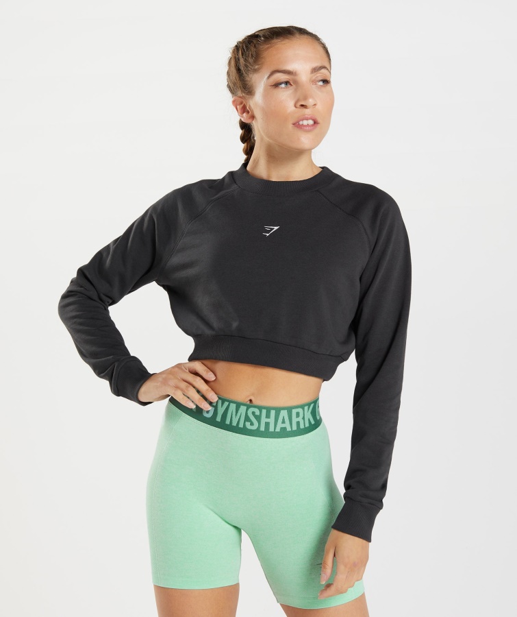 Gymshark Sort Træningsbeskåret Sweater