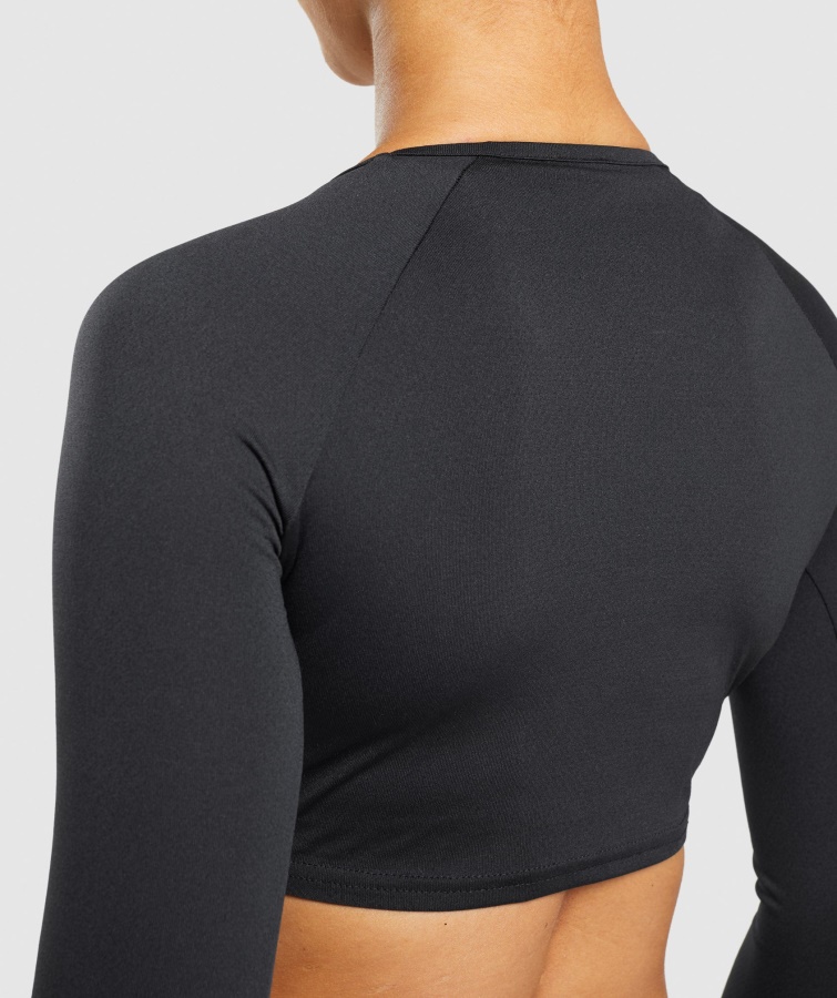 Gymshark Sort Træning Langærmet Crop Top