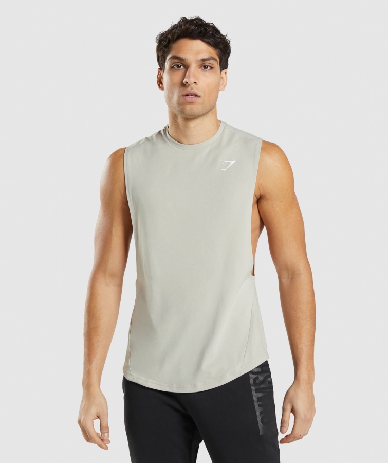 Gymshark Fed Drop Arm Tank Pebble Grey