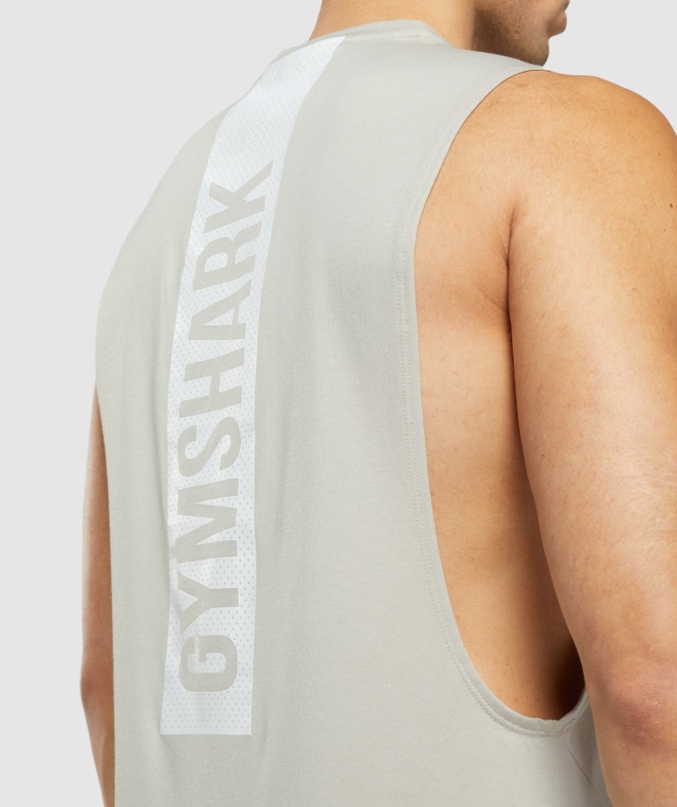 Gymshark Fed Drop Arm Tank Pebble Grey
