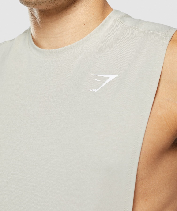 Gymshark Fed Drop Arm Tank Pebble Grey