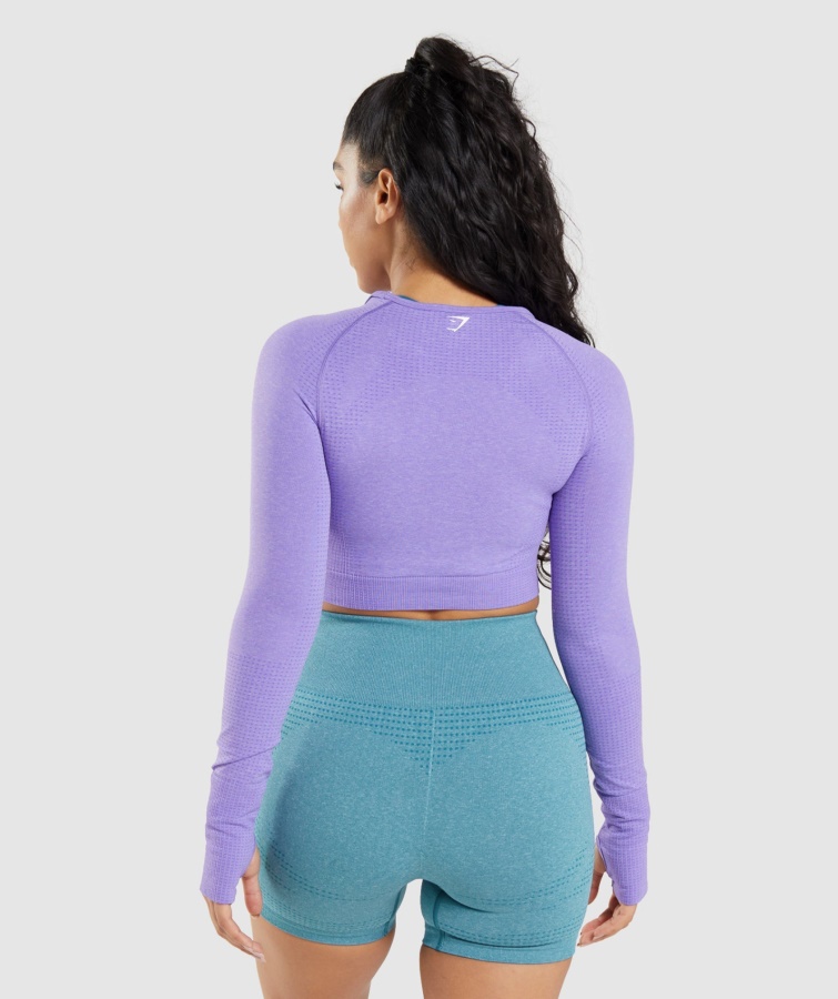 Gymshark Lys Lilla Marl Vital Sømløs 2.0 Langærmet Crop Top