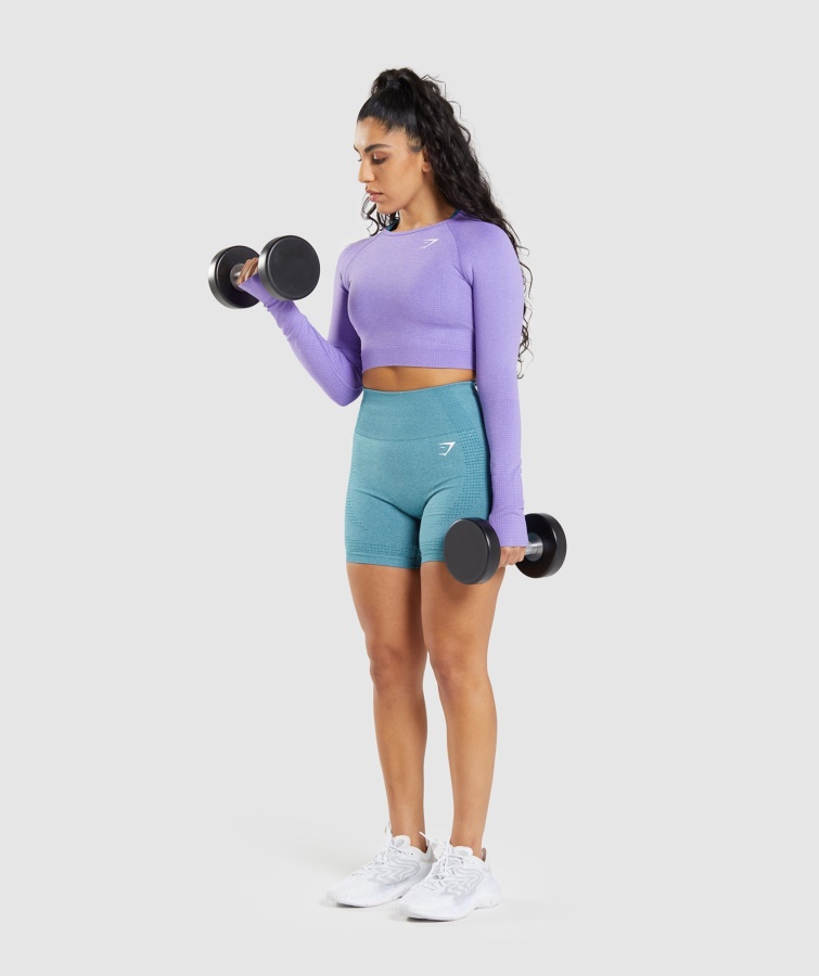 Gymshark Lys Lilla Marl Vital Sømløs 2.0 Langærmet Crop Top