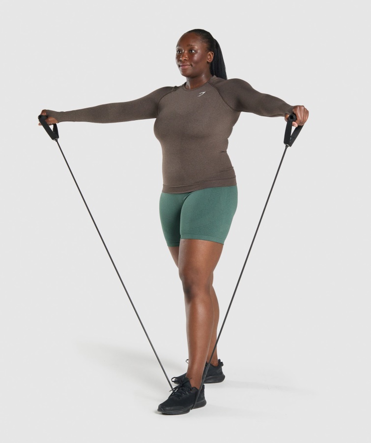 Gymshark Brown Marl Vital Sømløs 2.0 Langærmet Top