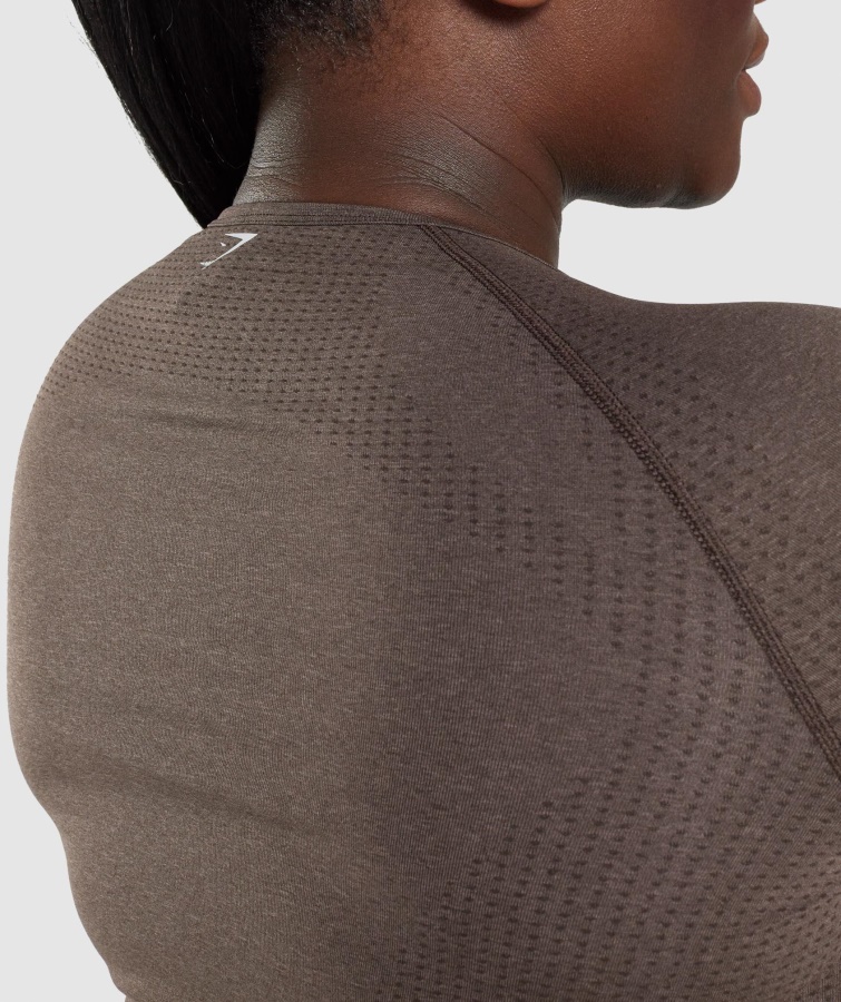 Gymshark Brown Marl Vital Sømløs 2.0 Langærmet Top