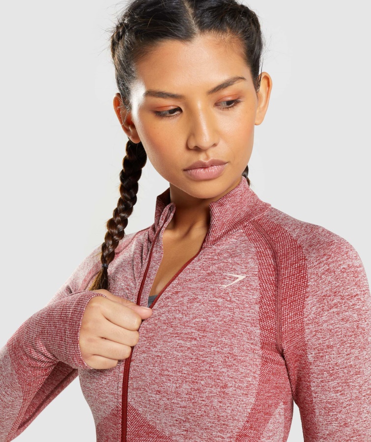 Gymshark Bordeaux Marl Flex Jakke Med Lynlås