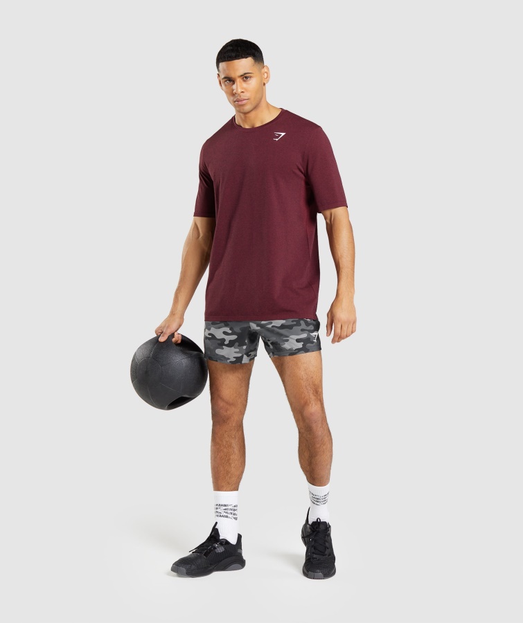 Gymshark Bordeaux Rød Mergel Ankomst Sømløs Kortærmet T-shirt