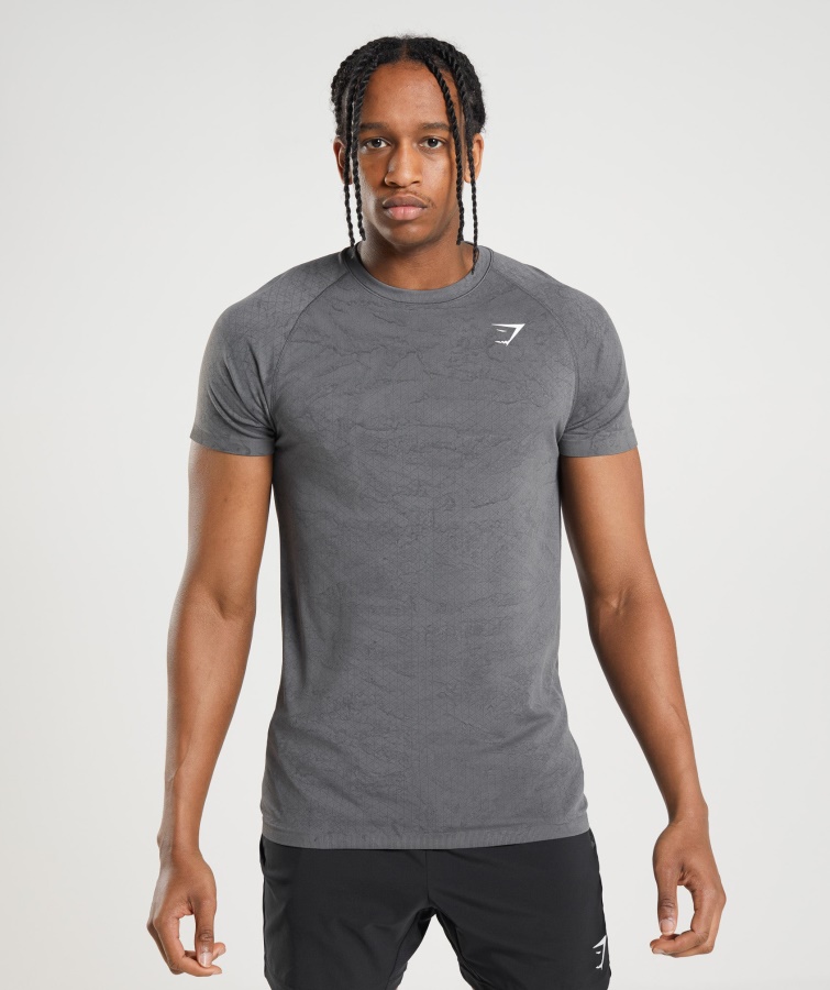 Gymshark Koksgrå-sort Geo Sømløs T-shirt