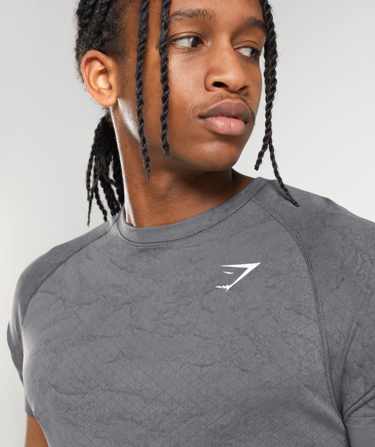 Gymshark Koksgrå-sort Geo Sømløs T-shirt