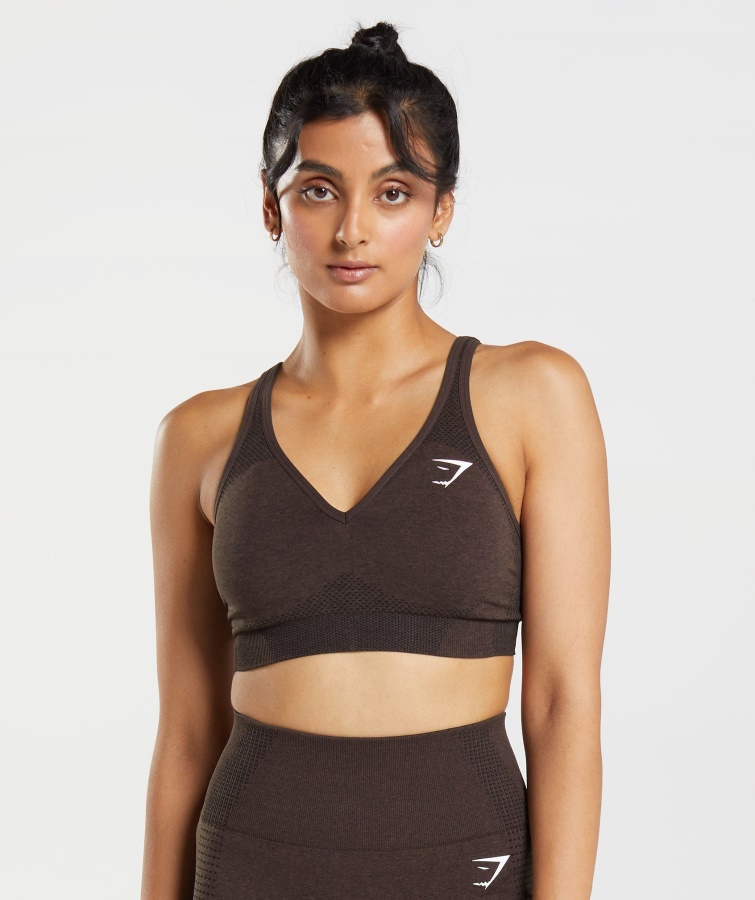 Gymshark Kirsebærbrun Marl Vital Sømløs 2.0 V-hals Sports-bh