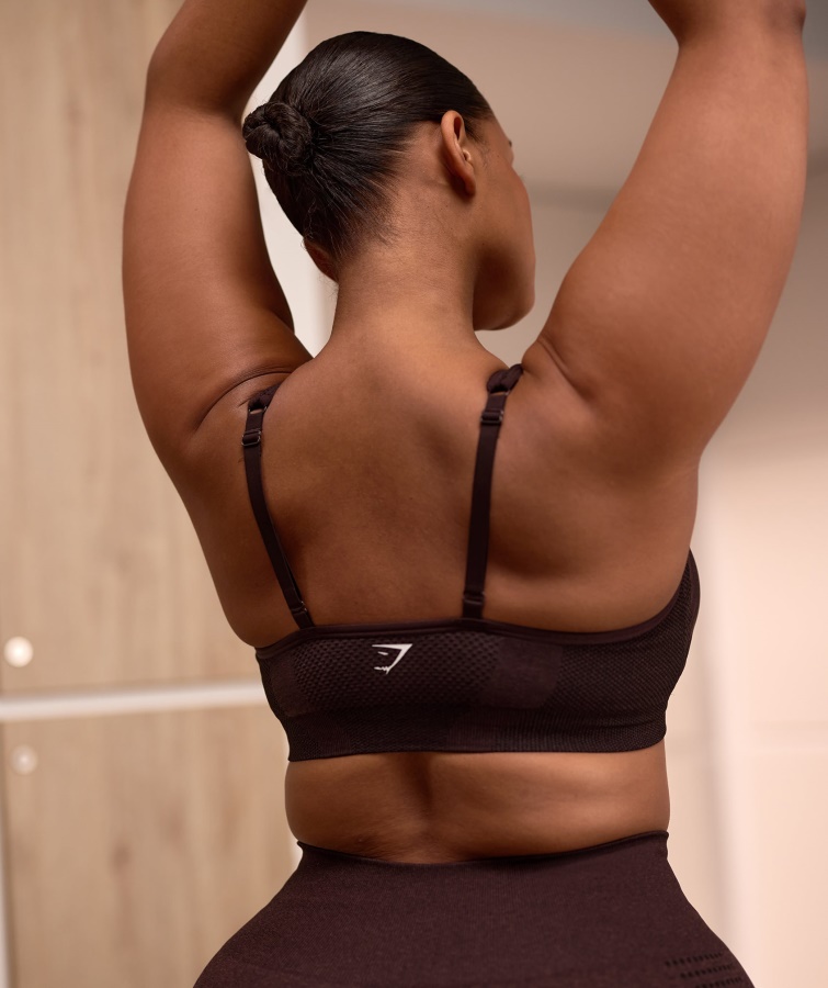 Gymshark Kirsebærbrun Marl Vital Sømløs 2.0 V-hals Sports-bh