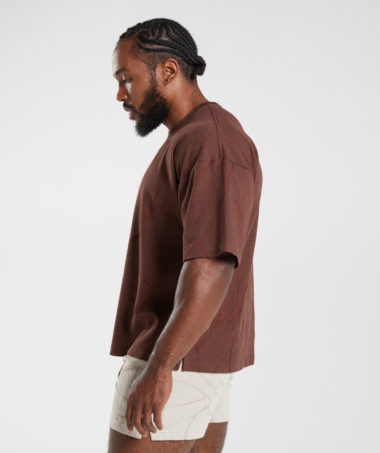 Gymshark Kirsebærbrun Print Power Kortærmet Besætning