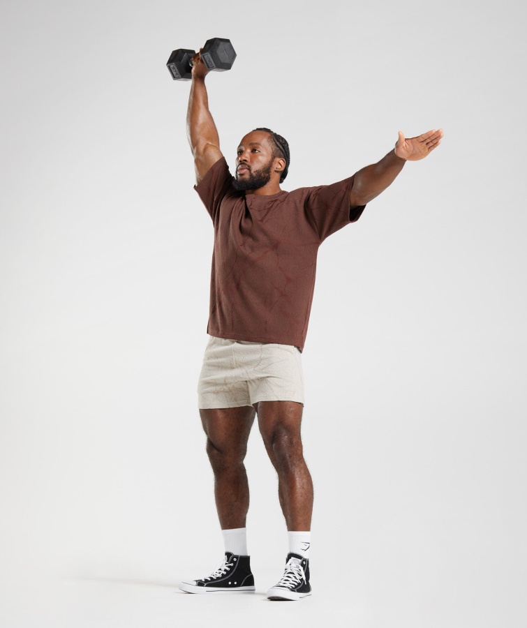 Gymshark Kirsebærbrun Print Power Kortærmet Besætning