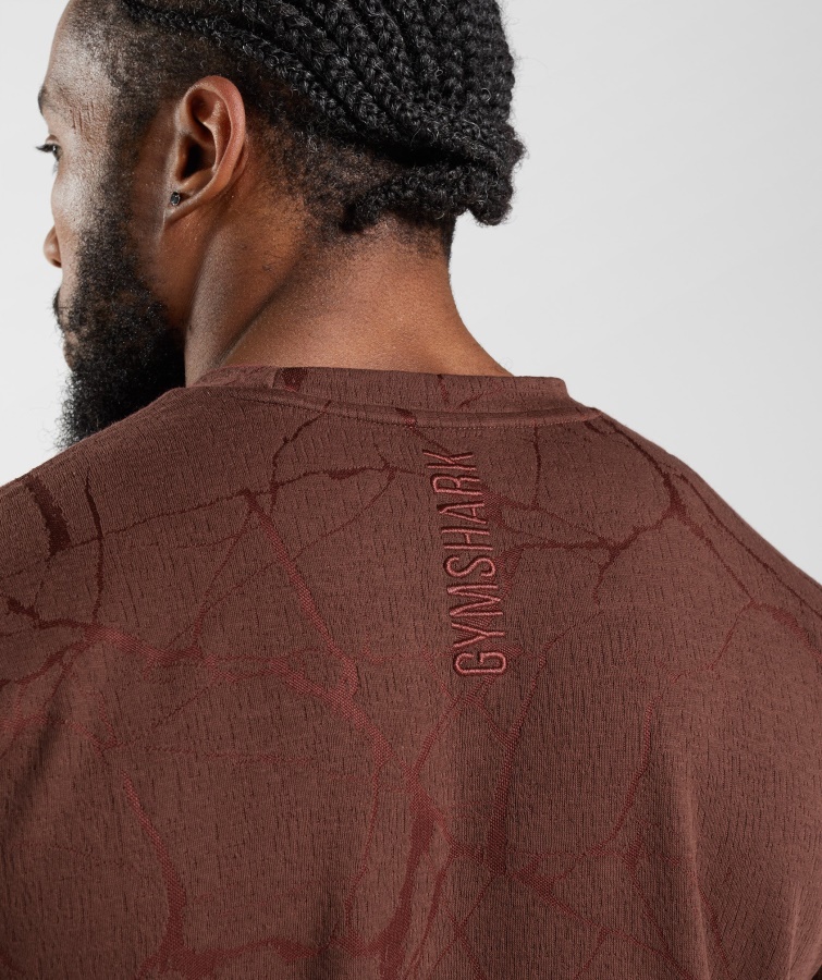 Gymshark Kirsebærbrun Print Power Kortærmet Besætning