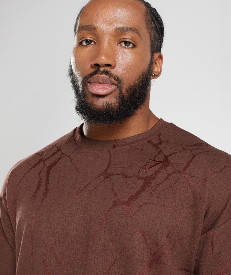 Gymshark Kirsebærbrun Print Power Kortærmet Besætning