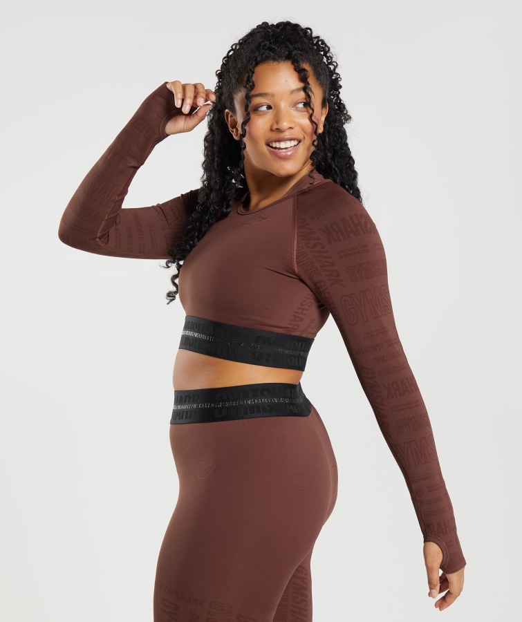 Gymshark Kirsebærbrun Vision Langærmet Crop Top