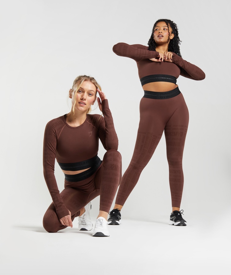 Gymshark Kirsebærbrun Vision Langærmet Crop Top