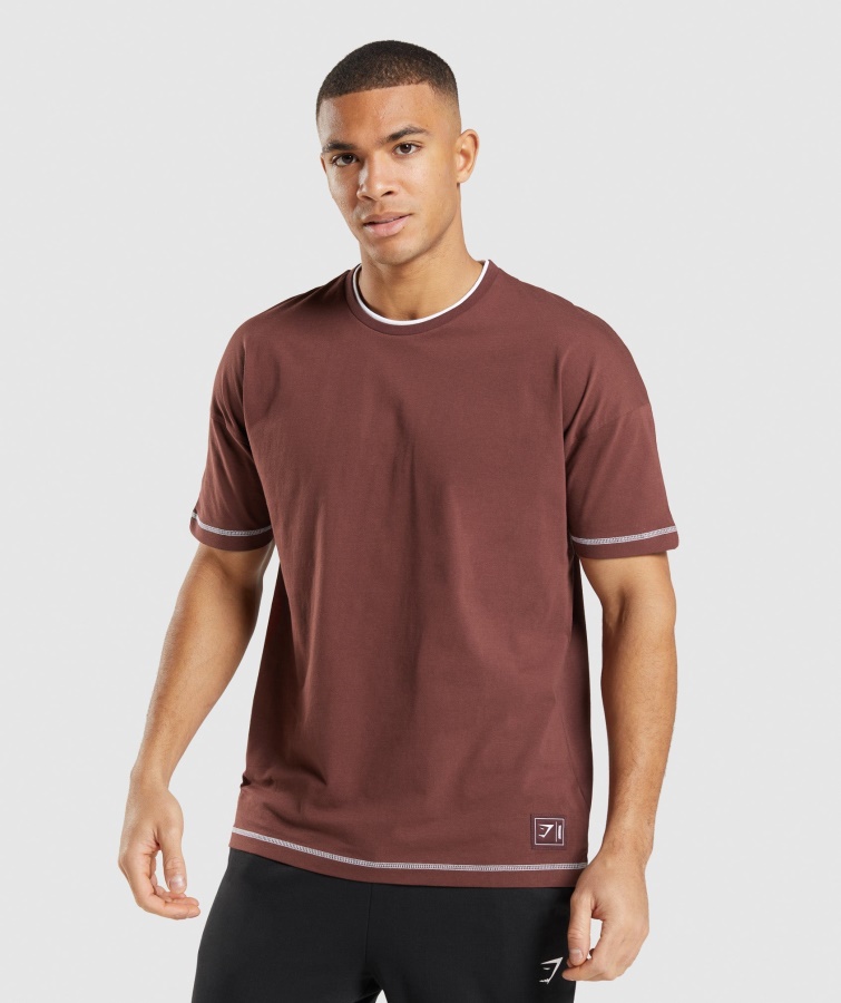 Gymshark Kirsebær Brun-hvid Fordybning T-shirt