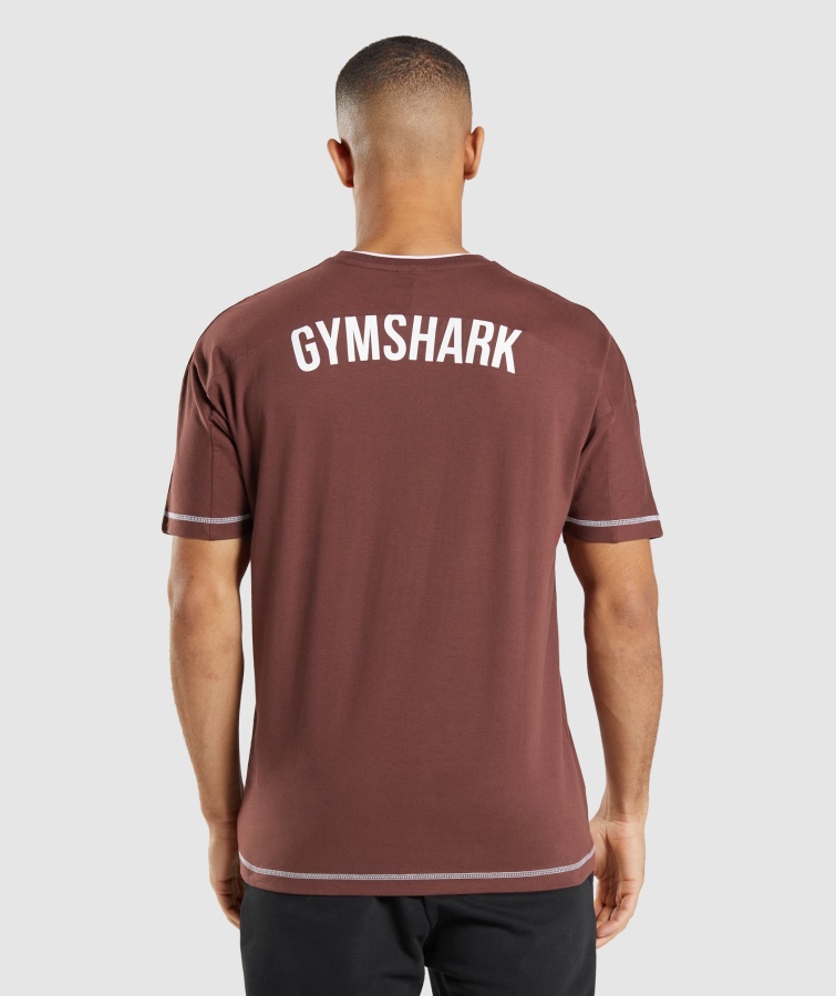Gymshark Kirsebær Brun-hvid Fordybning T-shirt