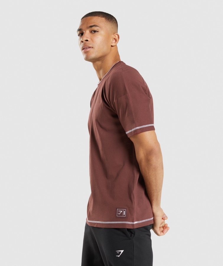Gymshark Kirsebær Brun-hvid Fordybning T-shirt