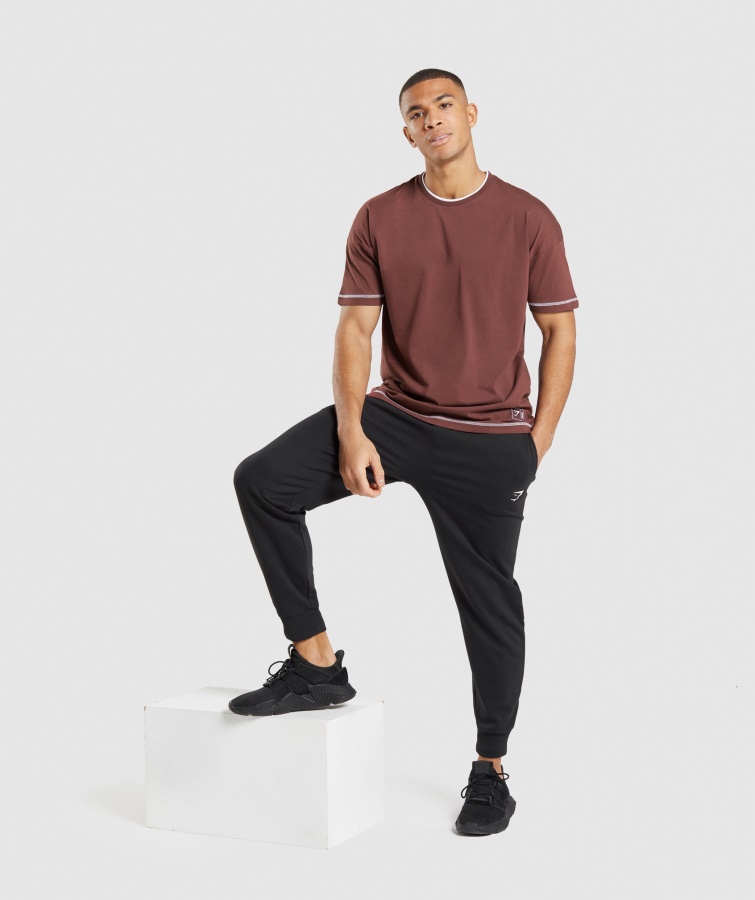Gymshark Kirsebær Brun-hvid Fordybning T-shirt