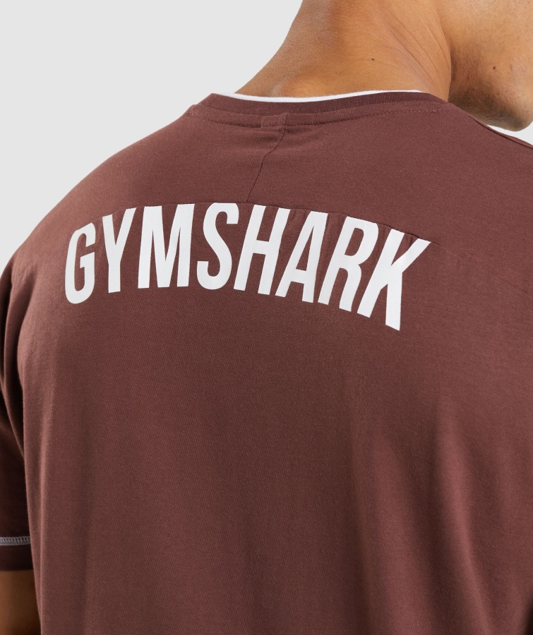 Gymshark Kirsebær Brun-hvid Fordybning T-shirt