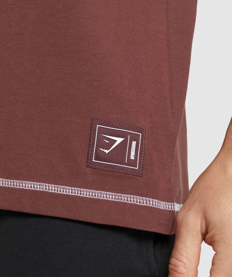 Gymshark Kirsebær Brun-hvid Fordybning T-shirt