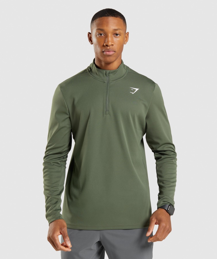 Gymshark Kerne Oliven Ankomst 1-4 Pullover Med Lynlås