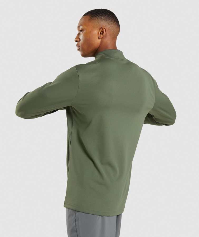 Gymshark Kerne Oliven Ankomst 1-4 Pullover Med Lynlås