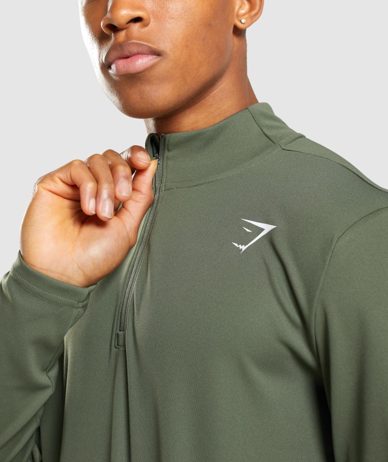 Gymshark Kerne Oliven Ankomst 1-4 Pullover Med Lynlås