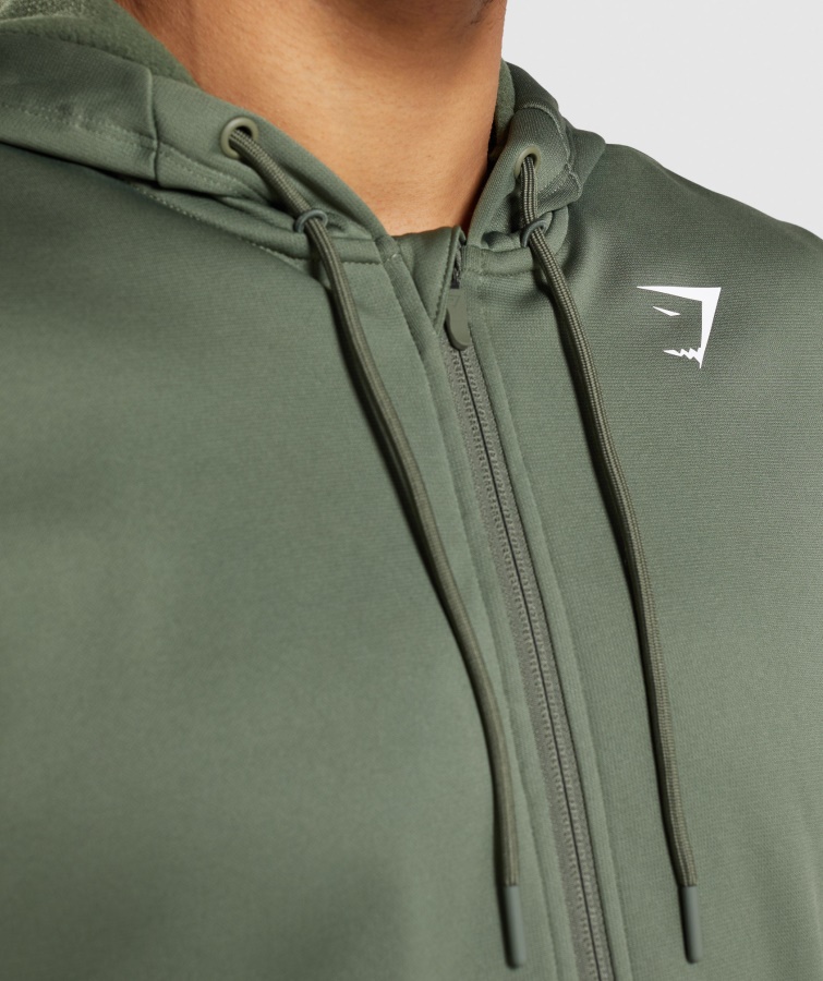 Gymshark Kerne Oliven Ankomst Hættetrøje Med Lynlås