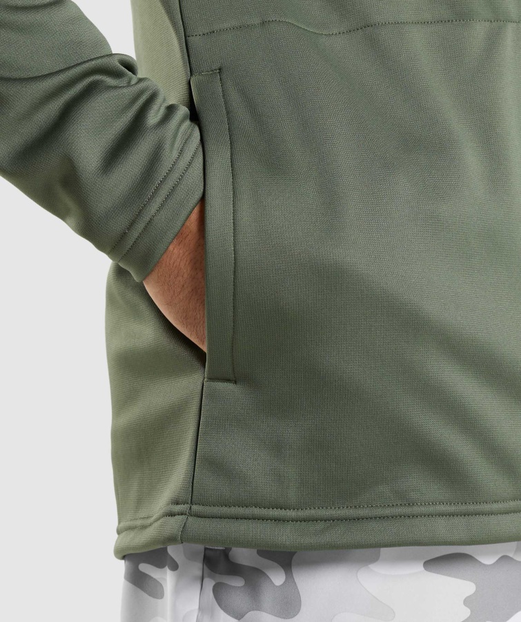 Gymshark Kerne Oliven Ankomst Hættetrøje Med Lynlås