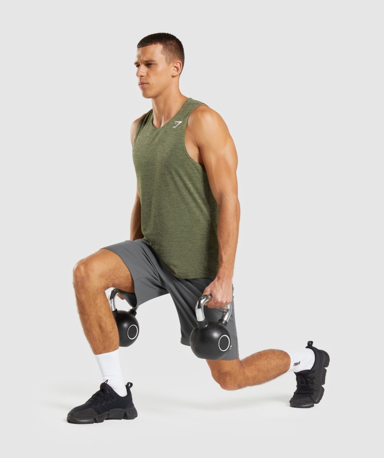 Gymshark Kerne Oliven-kalamata Oliven Mergel Ankomst Slim Mergel Tank