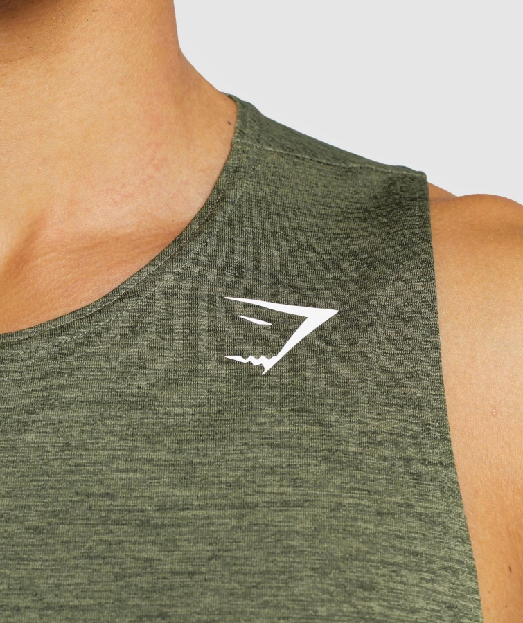Gymshark Kerne Oliven-kalamata Oliven Mergel Ankomst Slim Mergel Tank