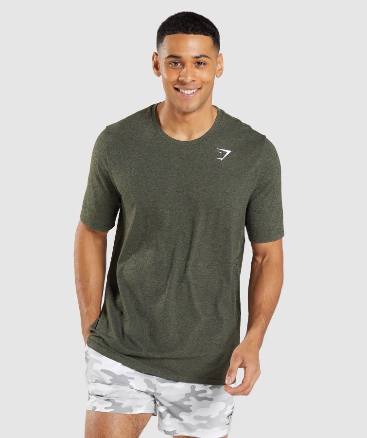 Gymshark Kerne Oliven Mergel Ankomst Sømløs Kortærmet T-shirt