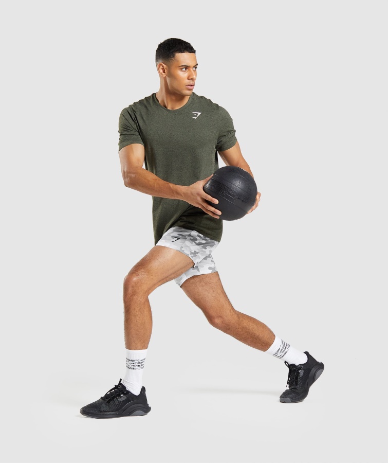 Gymshark Kerne Oliven Mergel Ankomst Sømløs Kortærmet T-shirt