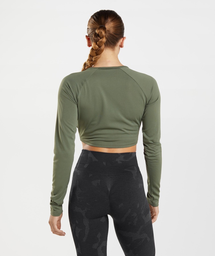 Gymshark Core Oliven Træning Langærmet Crop Top