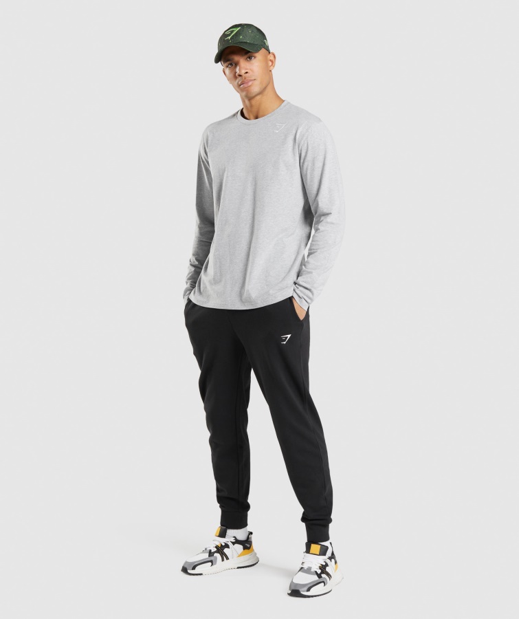 Gymshark Crest Langærmet T-shirt Lysegrå Kerne Mergel