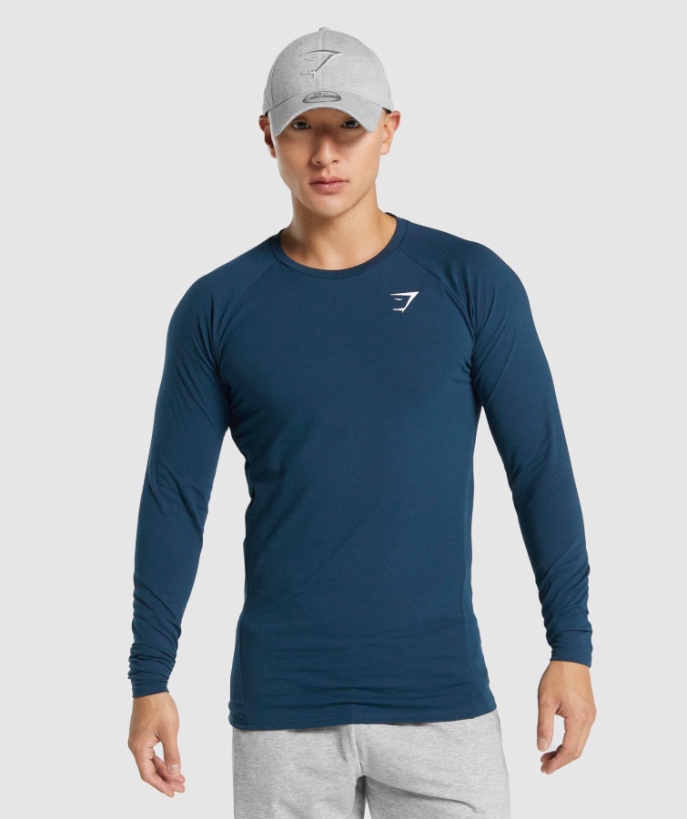 Gymshark Kritisk 2.0 Langærmet T-shirt Marineblå