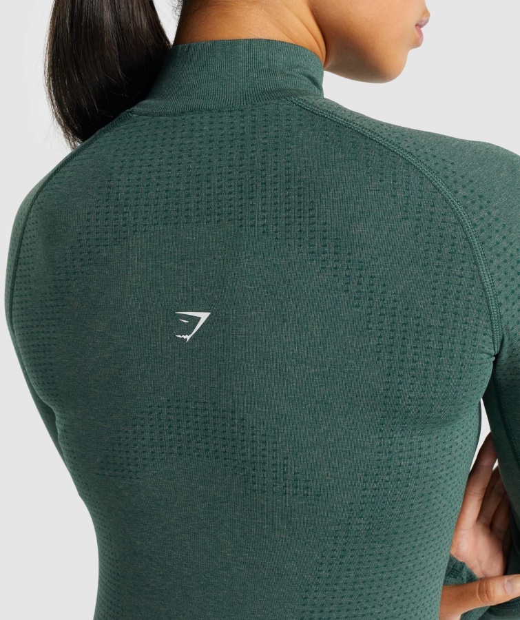 Gymshark Mørkegrøn Marl Vital Sømløs 2.0 1-2 Zip Pullover