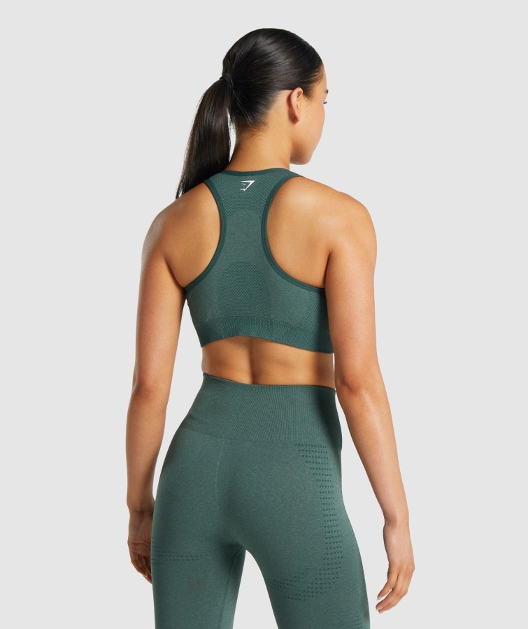 Gymshark Mørkegrøn Marl Vital Seamless 2.0 Sports-bh