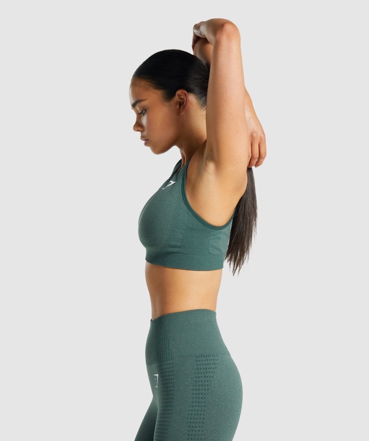 Gymshark Mørkegrøn Marl Vital Seamless 2.0 Sports-bh
