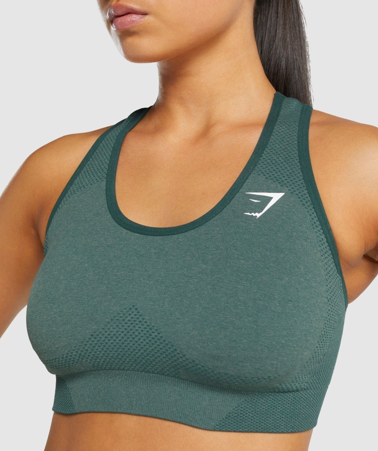 Gymshark Mørkegrøn Marl Vital Seamless 2.0 Sports-bh