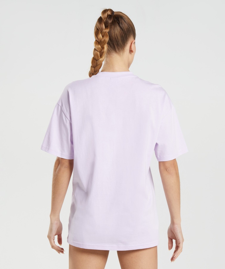 Gymshark Falmet Lilla Logo Grafisk Oversized T-shirt