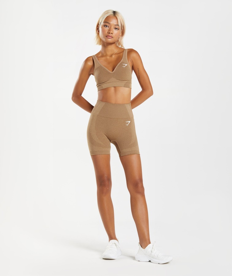 Gymshark Fawn Marl Vital Sømløs 2,0 V-hals Sports-bh