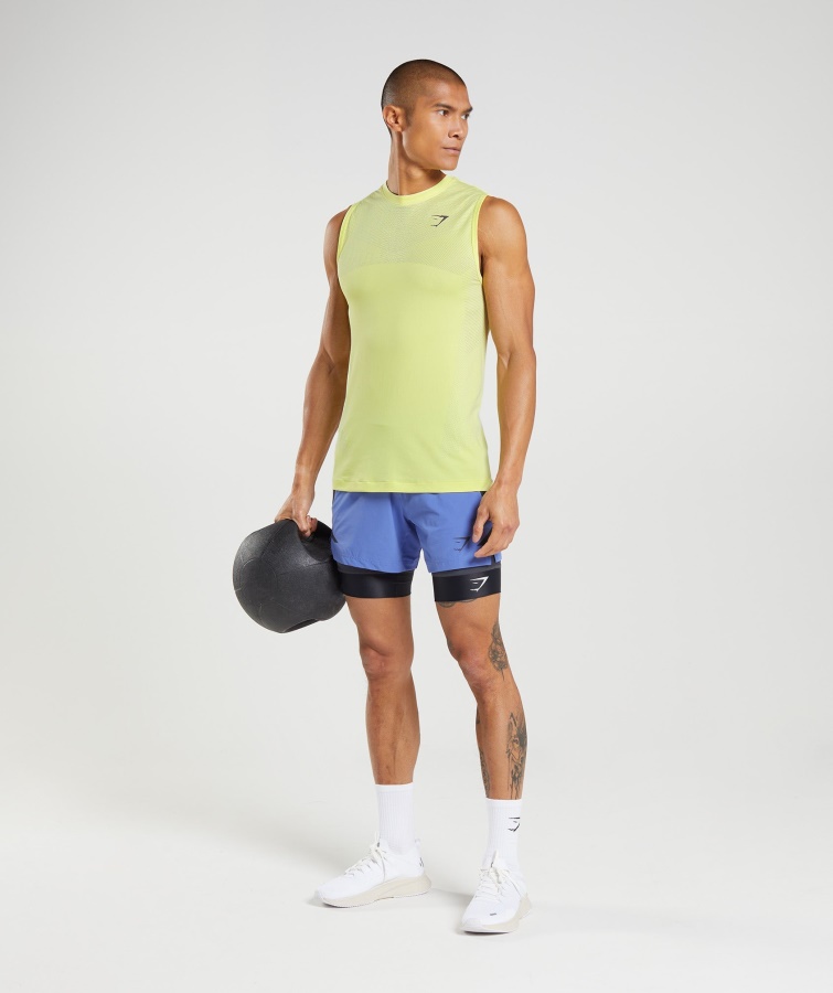 Gymshark Firefly Grøn-hvid Apex Sømløs Tank