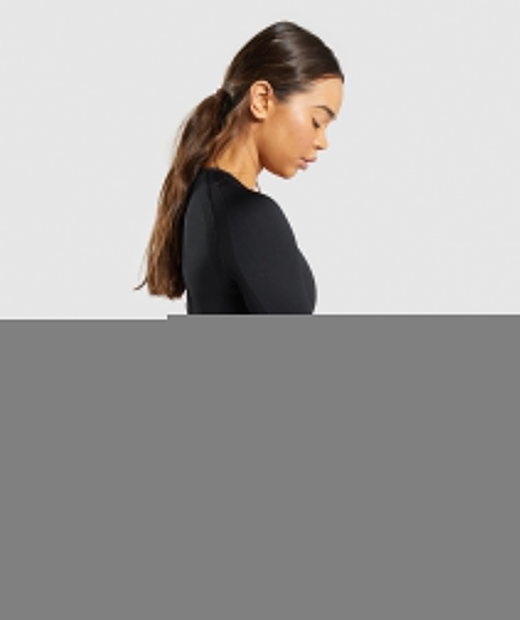 Gymshark Flex Sports Langærmet Crop Top Sort