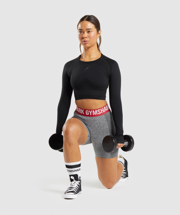 Gymshark Flex Sports Langærmet Crop Top Sort